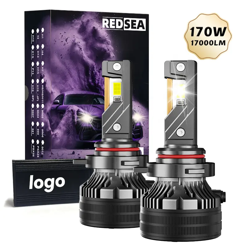 Nueva llegada Q7 170W 17000LM tres tubos de cobre LED faro H1 H4 H7 H11 H13 bombillas de faro LED 9004 9007