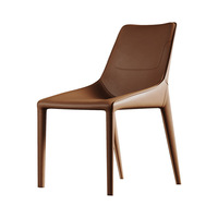 Chaise de salle à manger en cuir de designer avec dossier, design minimaliste, style luxe léger, pour maison, hôtel, petit appartement, salon