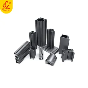 Profilé d'extrusion en aluminium anodisé noir 6061, fabricant personnalisé