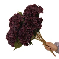 Fleur d'Hortensia Artificielle en Soie Bordeaux Foncé Imprimée en 3D Faite à la Main pour la Remise des Diplômes, la Fête des Mères, Pâques, Noël et le Nouvel An