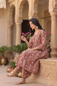 Ensemble Kurti et pantalon deux pièces pour femmes, écologique, respirant, confortable, tenue assortie élégante, vêtements décontractés pour toutes les saisons - Product Image 3