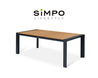 Ensemble de salle à manger d'extérieur moderne haut de gamme SIMPOLIFESTYLE NOA, en aluminium et teck, extensible, résistant aux UV, pour hôpitaux et hôtels