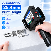 Aisomark Nouvelle Imprimante Portable TIJ à Jet d'Encre de 25,4 mm pour Logos et Dates, Machine d'Impression Jet d'Encre Manuelle en Plastique pour Petites Séries