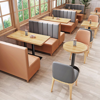 Cabine de l'usine de Foshan, ensemble canapé table et chaise, mobilier de restaurant moderne pour café, mobilier commercial personnalisé en bois massif et en cuir