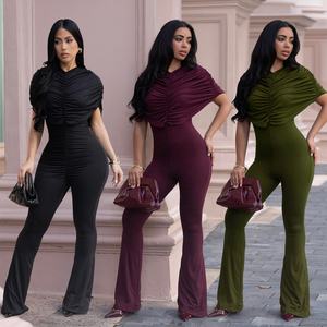 Nuevos Monos Elegantes de Verano 2026 para Mujer, Ideales para Cumpleaños, Fiestas y Clubes, con Diseño de Parches y <span class=keywords><strong>Fruncido</strong></span>, Manga Corta, Prenda Larga - Product Image 1