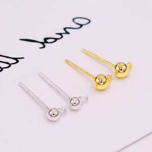Aiguille en argent 925 avec anneau suspendu Boucles d'oreilles en haricot Boule ronde Accessoires en cuivre Diy E - Product Image 1