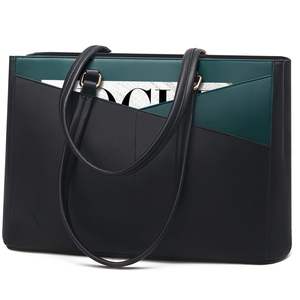 <b>Women's</b> Brown PU Polyester Laptop Handbag Waterproof Casual Tote Zipper Closure Business Office Work Travel <b>Briefcase</b> Style - Product Image 2