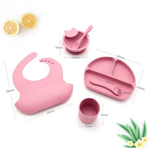 Custom Packaging Bpa Free Children Kids Travel Baby Feeding Sets Bottle Silicone Baby Feeding Set For Kids Silicone