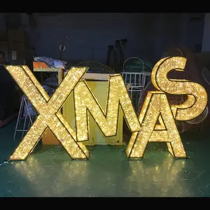 3D क्रिसमस आउटडोर सजावट क्रिसमस साइन ऊपर रोशन पत्र क्रिसमस प्रकाश का नेतृत्व किया आकृति रोशनी