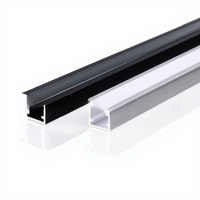 Profilé LED linéaire en alliage d'aluminium encastré pour bande lumineuse, fixation sur étagère ou en fente, couleur noire, CRI élevé 95, 100 000 heures