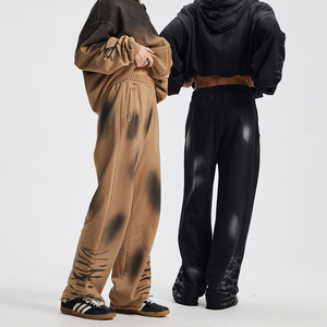 430G Pure Cotton Sweatpants With Faded Spray-Dyed Gradient American Vintage Style for Men's Streetwear - Product Image 5