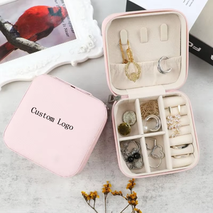 Boîte à bijoux carrée, fermeture à glissière, organisateur de bijoux de voyage multi-compartiments, étui à bijoux gravé sur mesure pour femmes - Product Image 2