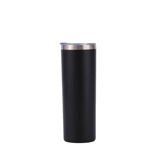 Gobelet isotherme blanc de 20 oz, fin et droit, en acier inoxydable vierge pour sublimation, avec couvercle et paille métallique - Product Image 3