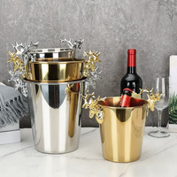 Seau à glace en acier inoxydable 3L/5L en forme de tête de cerf pour KTV et bars, idéal pour le champagne, la bière et le stockage de bouteilles de vin