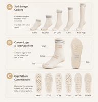 Chaussettes de yoga antidérapantes en coton doux personnalisées, vente chaude, chaussettes de sport et de Pilates de haute qualité pour femmes, chaussettes de yoga à rayures personnalisées