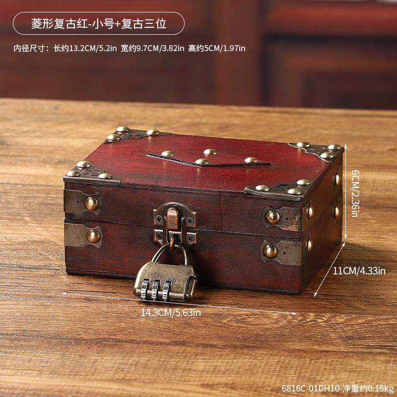 6816C-01DH10 ไดมอนด์ เรโทร เรด - ขนาดเล็ก สไตล์เรโทร ตัวเลขสามหลัก