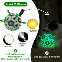 Pelota de Fútbol para Perros de PU Ecológica, Inteligente, Indestructible, con Luz Interactiva que Brilla en la Oscuridad, Correa Blanca/Negra, 6/8 Pulgadas