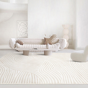 Thảm trải sàn giả len in 3D bán buôn năm 2025, dày dặn, mềm mại, phong cách Bắc Âu đơn giản, sọc hiện đại, dành cho phòng khách - Product Image 2