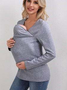 <span class=keywords><strong>Chemise</strong></span> de sécurité d'hiver à manches longues avec poche kangourou Porte-bébé Vêtements de <span class=keywords><strong>grossesse</strong></span> Mère Père Top pour l'alimentation <span class=keywords><strong>Chemise</strong></span> Big Daddy - Product Image 2