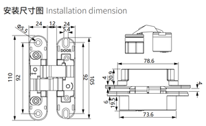 24x110mm Silver 3d Concealed Hinge 40kg Wooden Door Hidden Adjustable Bld-g110 180 Degree Opening Full Visibility and - Product Image 2