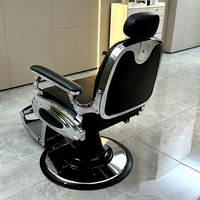 Chaise de barbier vintage pour homme, style rétro européen, en cuir synthétique, pivotante à 360 degrés, réglable en hauteur, pliable
