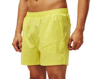 <b>Men's</b> Eco-Friendly Solid <b>Yellow</b> Elastic Waist Quick Dry Breathable Running <b>Shorts</b> with Pockets Casual Fitness Gym Wear - Product Image 1