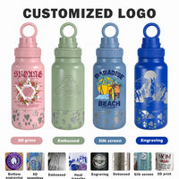 Accessoires pour bouteille d'eau pour chien 2-en-1 en acier inoxydable avec bouteille isotherme à visser et distributeur de nourriture de voyage anti-fuite