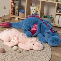 Peluche Dragon Géant Doux de 130cm pour Enfants et Adultes Peluche Dragon Bleu Peluche Pondérée