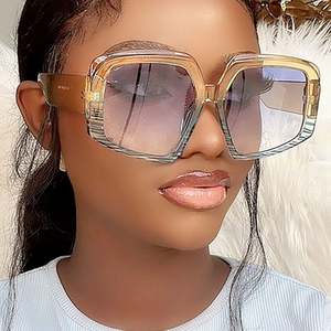 Nouvelles Lunettes de Soleil Tendance à Grande Monture Dégradée Orange Bleu, Forme Irrégulière, Couleur Bonbon, Style Œil de Chat Carré pour Femme - Product Image 2