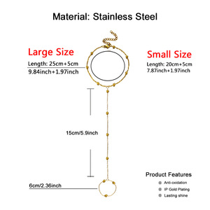 1 pièce de bracelets de cheville de mode pour femmes été en acier inoxydable petit rond perlé jambe orteil pied bijoux accessoires de fête de mariage - Product Image 2
