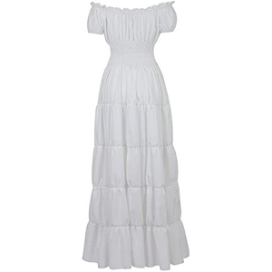 Abito da donna rinascimentale irlandese con spalle scoperte abito da contadino medievale Costume da pirata Wench abito retrò abito lungo con vita Smocked - Product Image 2