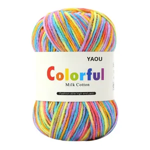 Fil fantaisie dégradé en coton laitier mélangé à l'acrylique 4 brins, pelote pour tricot à la main, crochet DIY, chaussures, écharpe, fil pour bébé, exportation - Product Image 5