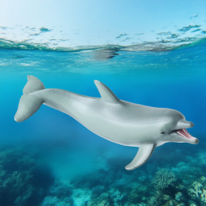 yxs Juguete de simulación sólida de vida marina para niños, con diseños de tiburón, delfín, tigre, ballena, foca y tiburón de dos lunas - Product Image 4