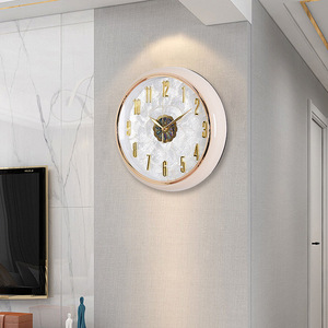 Metal <b>Wall</b> <b>Clock</b> Round Modern Home Decor For <b>Bedroom</b> Living Room Simple Creative <b>Wall</b> Mounted No Drill - Product Image 2