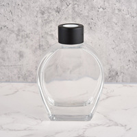 Bouteille en verre transparente vide pour diffuseur de parfum, forme carrée, 100 ml, 200 ml, avec coupelle