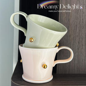 Tasses à café et soucoupes en céramique pour couple, idéales pour la maison et le bureau, parfaites comme cadeau, pour le café, le petit-déjeuner et l'eau - Product Image 2