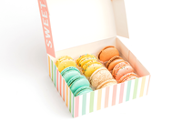 Boîte à gâteau en papier pliable, emballage de macarons avec fenêtre transparente, logo personnalisé, pour emporter