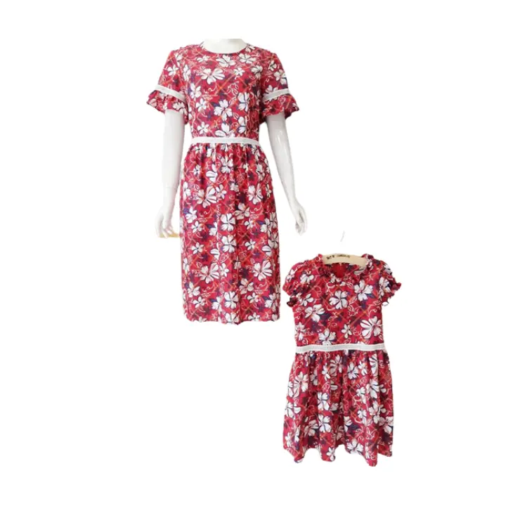 Conjunto de vestido para madre y bebé con patrón floral Trajes a juego para la familia Buena calidad Precio competitivo Embalaje en caja de cartón