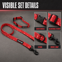 Ensemble collier et laisse pour chien en PVC enduit rouge à motif d'os, personnalisable, pour la sublimation, accessoires de promenade pour animaux de compagnie, commandes OEM ODM en gros