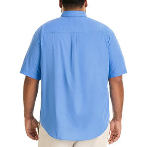 Camisa a cuadros con cuello levantado grande y alto para hombre, transpirable, con botones, logotipo personalizado, Manga corta sin arrugas, diseño estampado, suministro ODM - Product Image 3