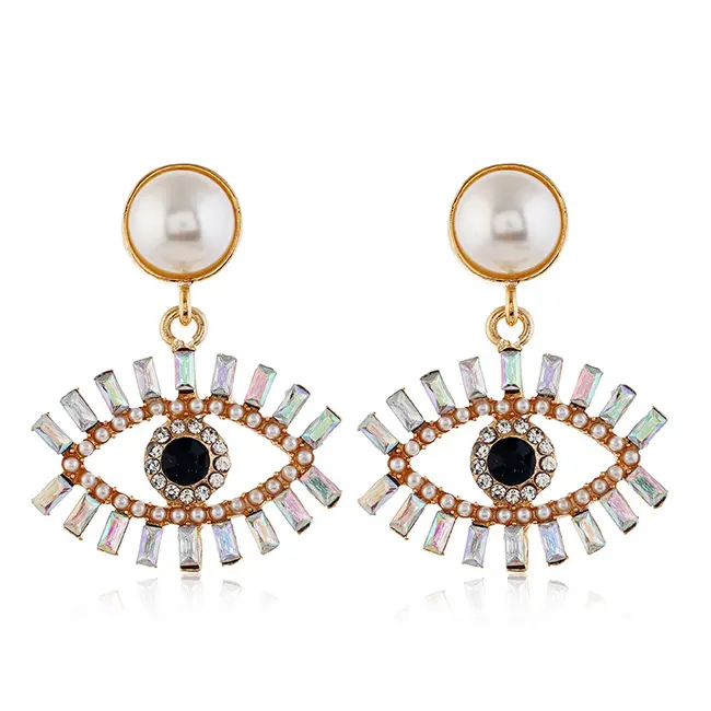 2023 Wholesale Fashion Jewelry Design Colorized Eye Statement Earrings For Women