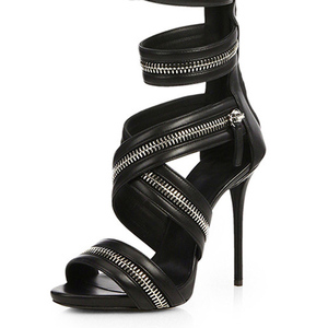 Big Size 46 Cross Zipper Straps Women Sandals Summer Open Toe Knee High <b>Boots</b> High Heels Back Zipper Long Wide Fit Booties - Product Image 3