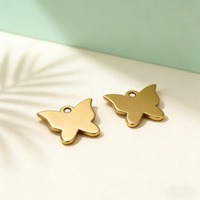 Nouveaux pendentifs animaux gravables en acier inoxydable plaqué or, petits charms papillon pour la fabrication de bijoux, très demandés