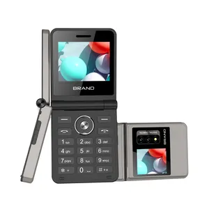 Vendita calda 4g feature phone 2.4 pollici doppio schermo sbloccato flip phone dual sim supportato
