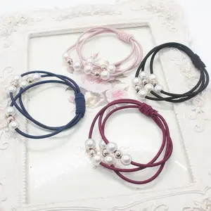 Fashion Design Beaded Elastic Hair Bands、Pearl Decorative Ponytail Holderポニーテールホルダー