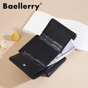 Baellerry Women's Short <b>Wallet</b> Tri-Fold Multi-Card Slot Zippered Card <b>Holder</b> Black 4 Inch Everyday Use - Product Image 2