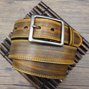 Cinturón <span class=keywords><strong>de</strong></span> Cuero Genuino con Costuras Retro para Hombre, Cinturón Vaquero Occidental <span class=keywords><strong>de</strong></span> Cuero <span class=keywords><strong>de</strong></span> Grano Completo con Tinte Degradado Informal - Product Image 6