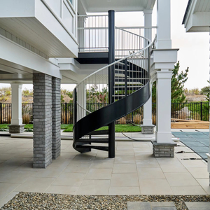 מדרגות ספירלה פלדה חיצונית אבקת שחור מצופה מדרגות חיצוני מדרגות ספירלה - Product Image 1