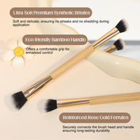 Pinceau de maquillage professionnel multifonctionnel Mophira 2026 de haute qualité, double extrémité, manche en bambou, poils synthétiques doux, logo personnalisé de luxe