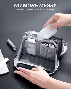 Sac de rangement léger pour câbles, multi-compartiments, pour voyages, électronique, pochette de rangement pour appareils électroniques - Product Image 4